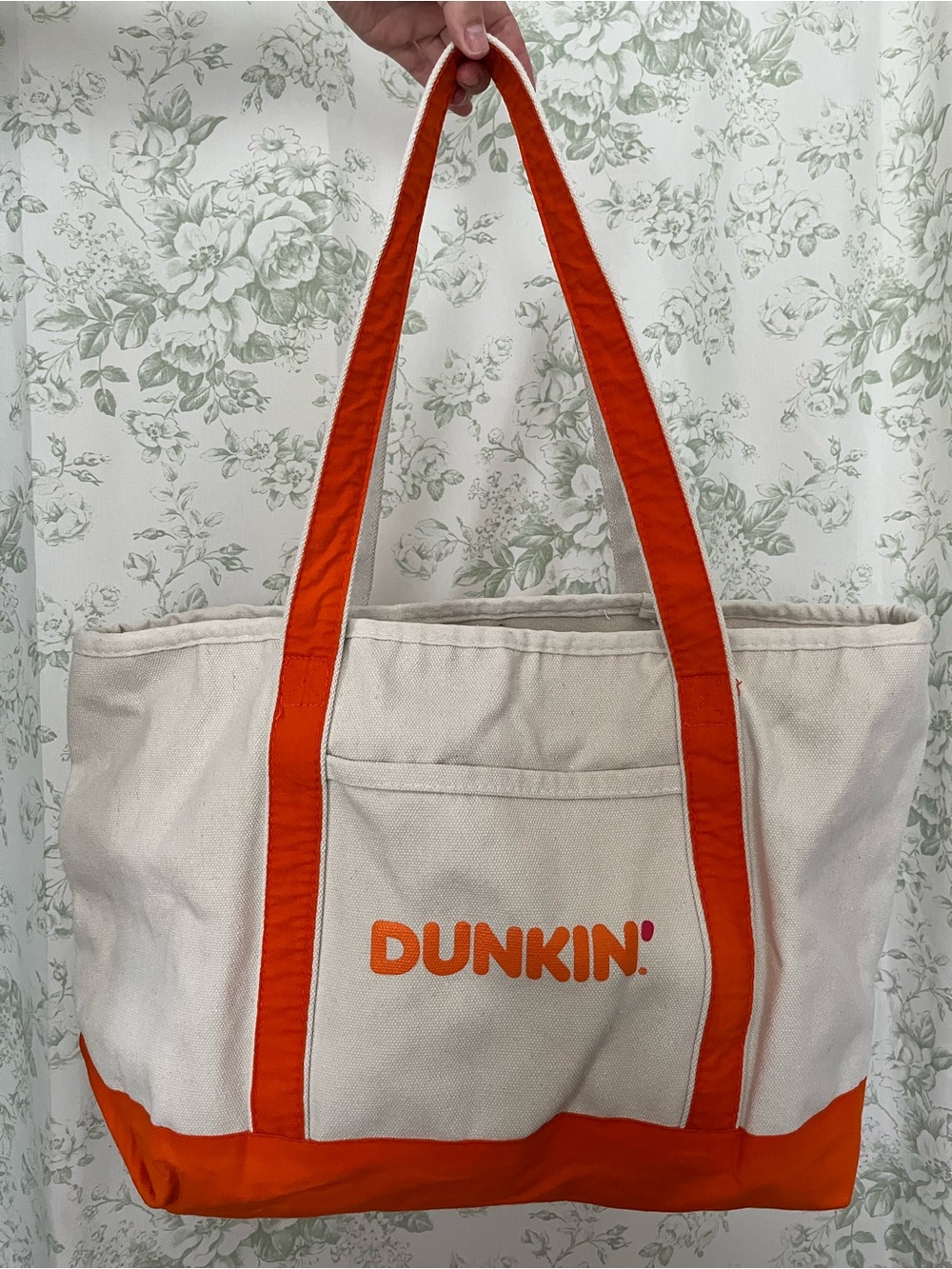 Dunkin' Canvas Tote Bag in Natural and Orange
